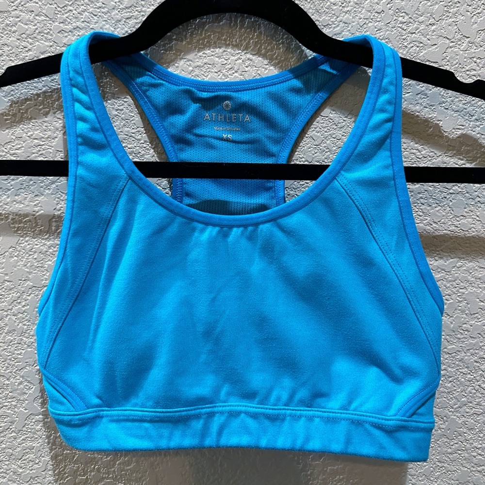 Athleta Triple Threat Sports Bra, Blue, Size XS